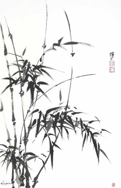 Details about   Artwork Bamboo Rock Hand Painted Chinese Brush ink watercolor painting Wall Art 