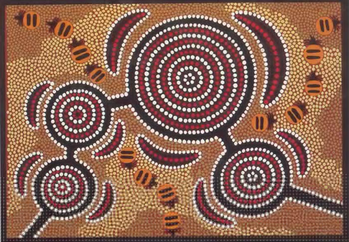 Sun and Moon Aboriginal dot art - Jonathan Rudman - Digital Art, Astronomy  & Space, Sun - ArtPal